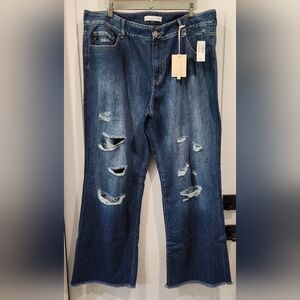 NWT KanCan Maurices Wide Flare Leg High Rise Plus Size Jeans 18W X 32